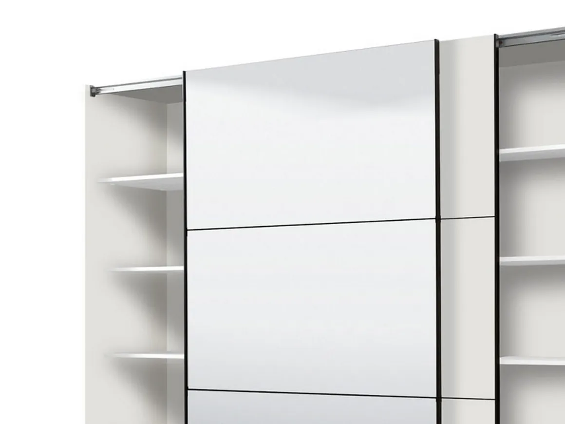 Altri Guardaroba > Dmora Guardaroba Grande Bianco Opaco Nero Appendiabiti 8 Ripiani 251x215.5h cm, 12 Vani - Pedavena Nero, Bianco Opaco