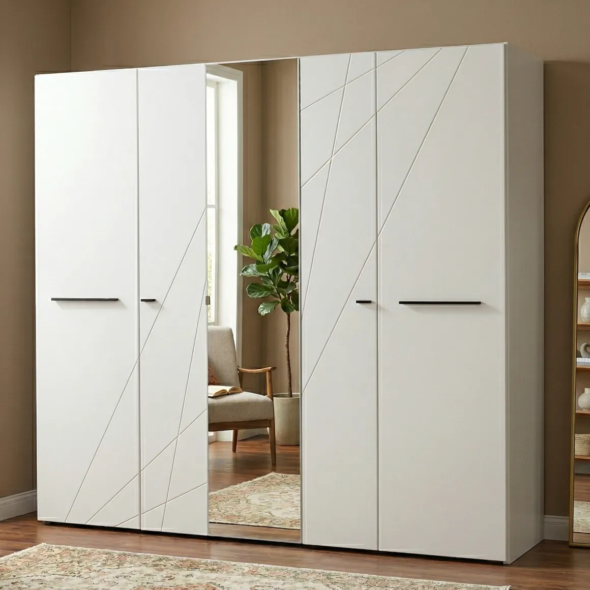 Altri Guardaroba > Dmora Guardaroba Grande Bianco Opaco Trasparente Appendiabiti 6 Ripiani 262.5x224h cm, Apertura Scorrevole - Carasco Trasparente, Bianco Opaco