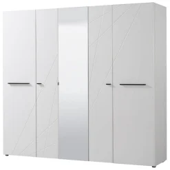 Altri Guardaroba > Dmora Guardaroba Grande Bianco Opaco Trasparente Appendiabiti 6 Ripiani 262.5x224h cm, Apertura Scorrevole - Carasco Trasparente, Bianco Opaco