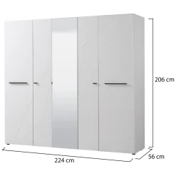Altri Guardaroba > Dmora Guardaroba Grande Bianco Opaco Trasparente Appendiabiti 6 Ripiani 262.5x224h cm, Apertura Scorrevole - Carasco Trasparente, Bianco Opaco