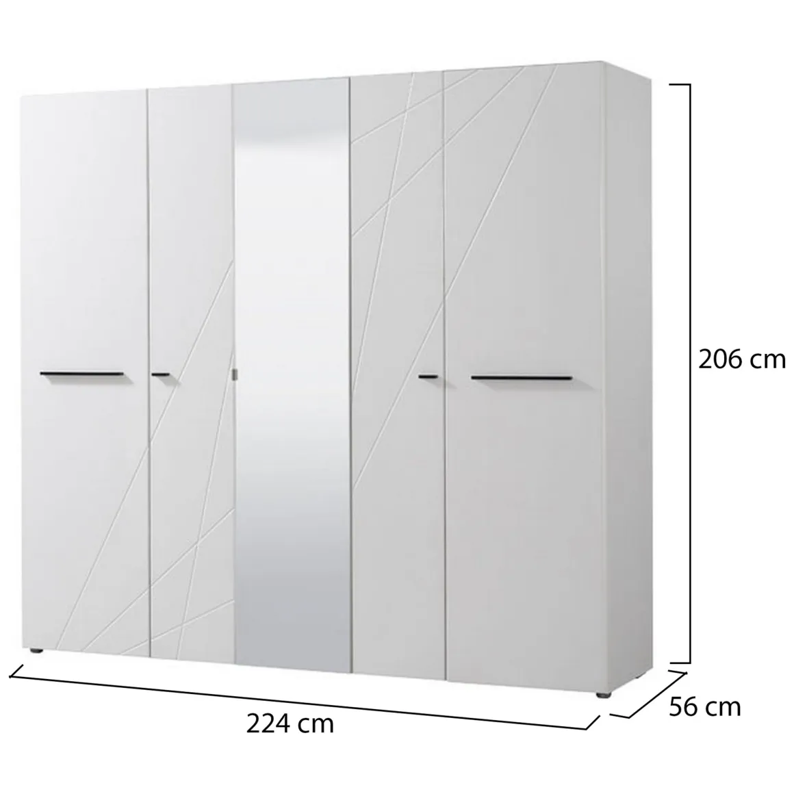 Altri Guardaroba > Dmora Guardaroba Grande Bianco Opaco Trasparente Appendiabiti 6 Ripiani 262.5x224h cm, Apertura Scorrevole - Carasco Trasparente, Bianco Opaco