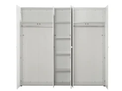 Altri Guardaroba > Dmora Guardaroba Grande Bianco Opaco Trasparente Appendiabiti 6 Ripiani 262.5x224h cm, Apertura Scorrevole - Carasco Trasparente, Bianco Opaco