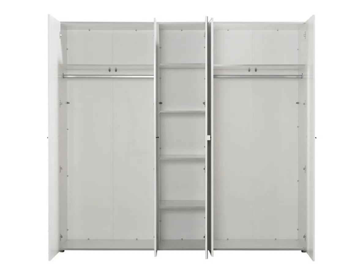 Altri Guardaroba > Dmora Guardaroba Grande Bianco Opaco Trasparente Appendiabiti 6 Ripiani 262.5x224h cm, Apertura Scorrevole - Carasco Trasparente, Bianco Opaco