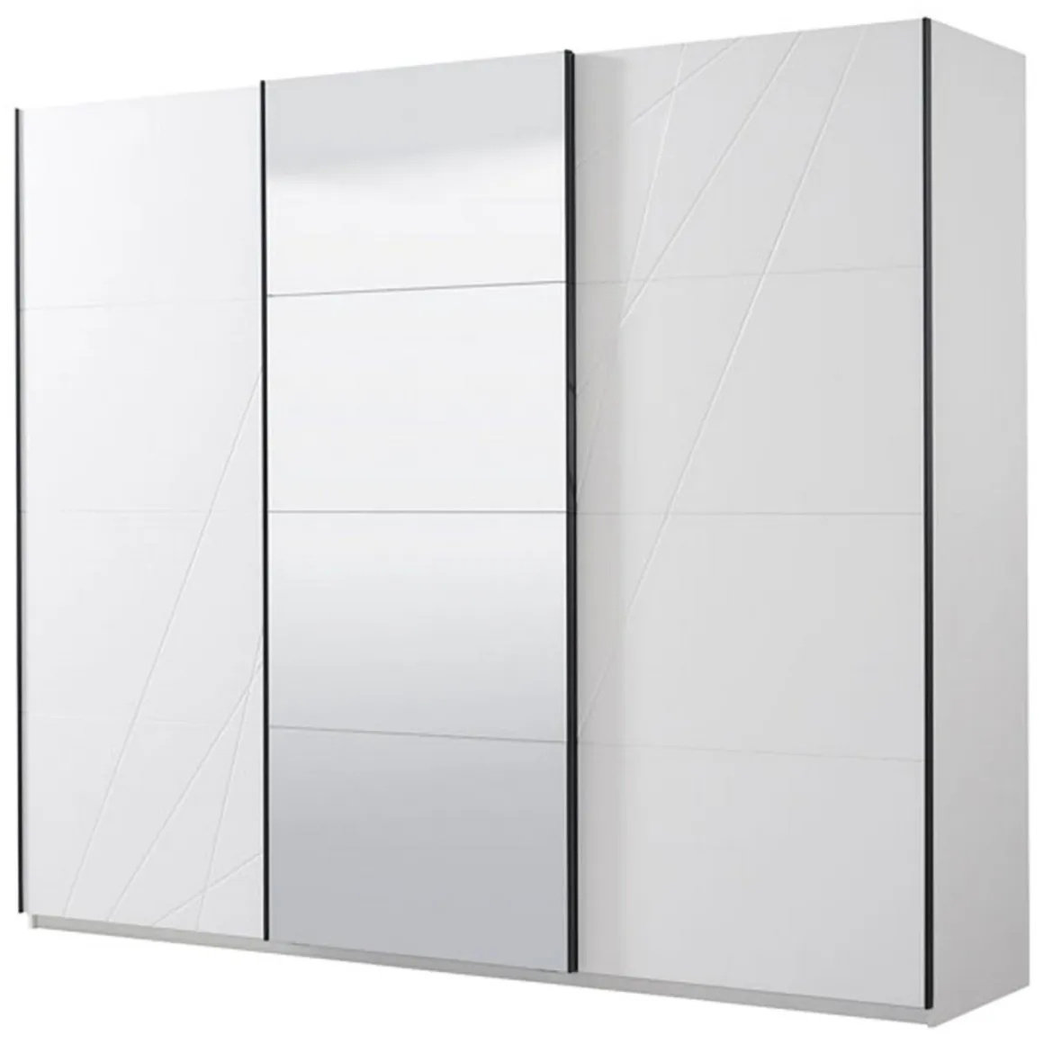 Guardaroba Grande Bianco Opaco Trasparente Appendiabiti 6 Ripiani 262.5x224h cm, Apertura Scorrevole - Rutino