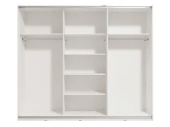 Guardaroba Grande Bianco Opaco Trasparente Appendiabiti 6 Ripiani 262.5x224h cm, Apertura Scorrevole - Rutino