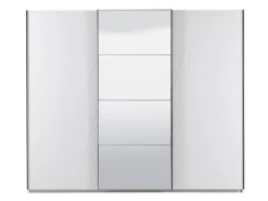 Guardaroba Grande Bianco Opaco Trasparente Appendiabiti 6 Ripiani 262.5x224h cm, Apertura Scorrevole - Rutino