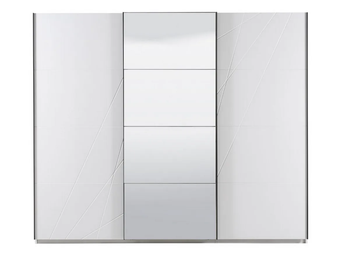 Guardaroba Grande Bianco Opaco Trasparente Appendiabiti 6 Ripiani 262.5x224h cm, Apertura Scorrevole - Rutino