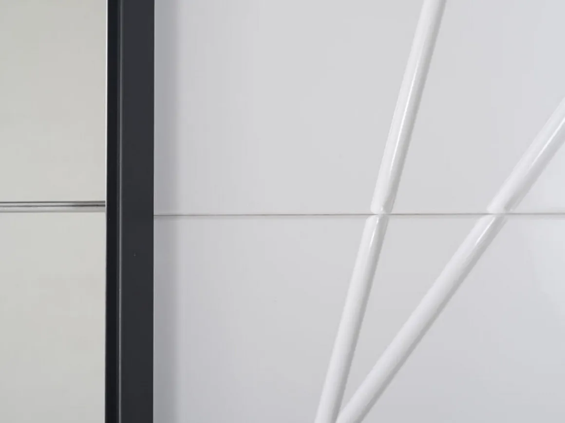 Guardaroba Grande Bianco Opaco Trasparente Appendiabiti 6 Ripiani 262.5x224h cm, Apertura Scorrevole - Rutino