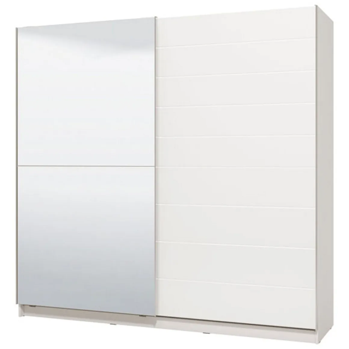 Guardaroba Grande Bianco Opaco Trasparente Appendiabiti 8 Ripiani 217x210h cm, Apertura Scorrevole - Valsinni