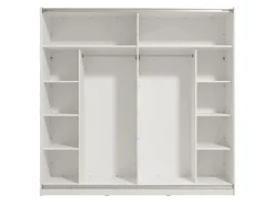 Guardaroba Grande Bianco Opaco Trasparente Appendiabiti 8 Ripiani 217x210h cm, Apertura Scorrevole - Valsinni
