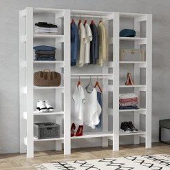 Altri Guardaroba > Dmora Guardaroba Grande 10 Ripiani Appendiabiti 161x180h cm, 12 Vani - Nerviano Bianco