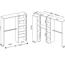Altri Guardaroba > Dmora Guardaroba Grande 13 Ripiani Appendiabiti 369x187h cm, Modulabile - Comano Bianco