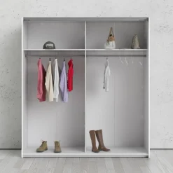 Altri Guardaroba > Dmora Guardaroba Grande 2 Ripiani Appendiabiti 51x204h cm, Cassetti - Holder Bianco