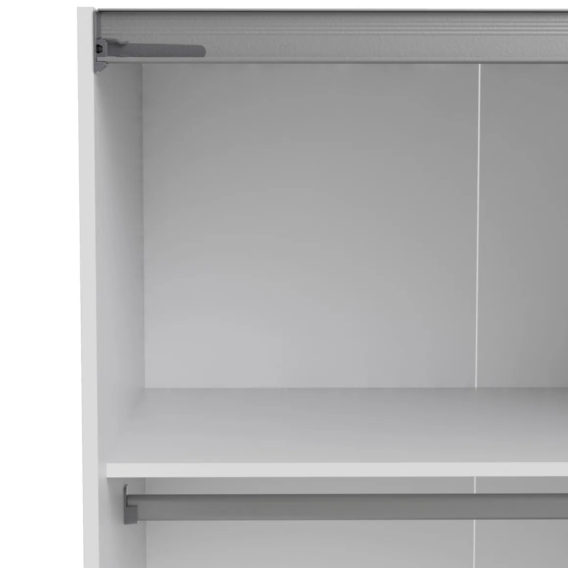 Guardaroba Grande Bianco 2 Ripiani Appendiabiti 182x200h cm, 4 Vani - Neive