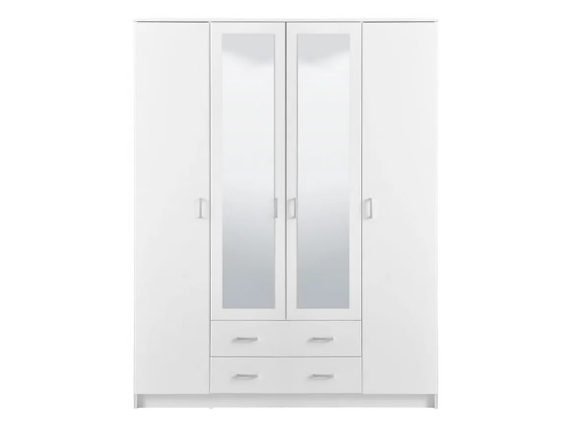 Guardaroba Grande Bianco 9 Ripiani Appendiabiti 160x205h cm, Apertura Battente e Scorrevole - Miazzina