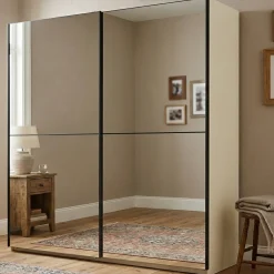 Altri Guardaroba > Dmora Guardaroba Grande Bianco Trasparente Appendiabiti 8 Ripiani 217x210h cm, 2 Ante - Ponso Trasparente, Bianco