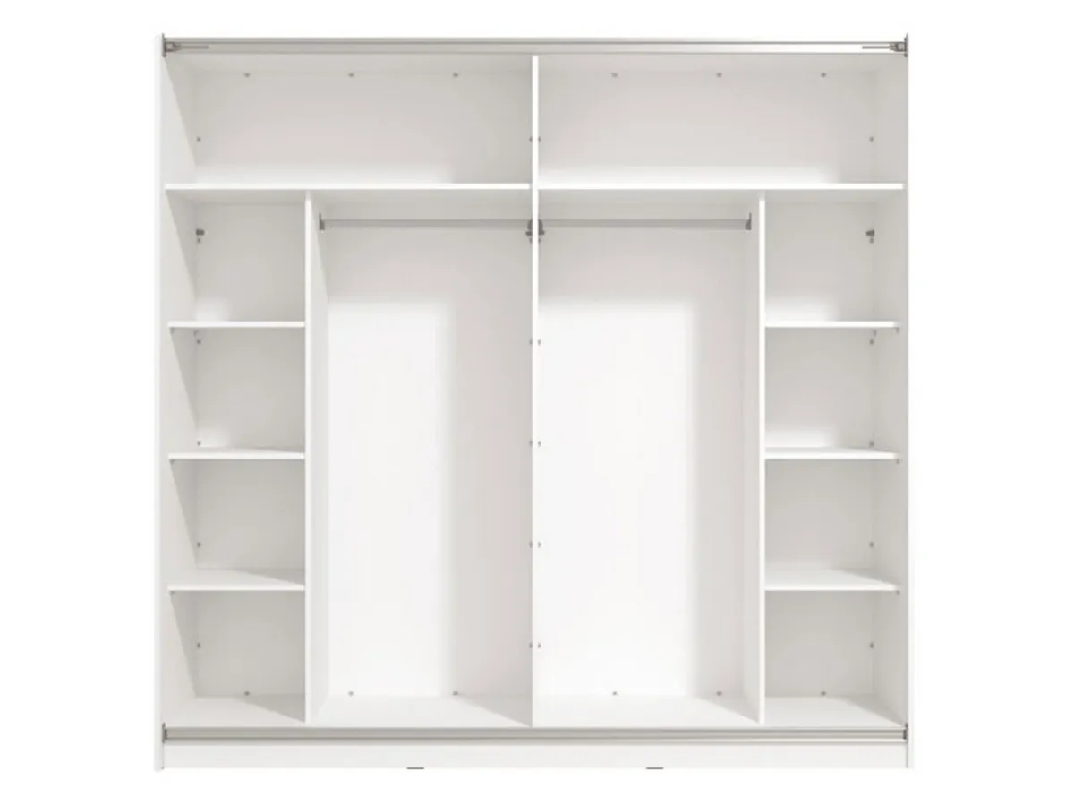 Altri Guardaroba > Dmora Guardaroba Grande Bianco Trasparente Appendiabiti 8 Ripiani 217x210h cm, 2 Ante - Ponso Trasparente, Bianco