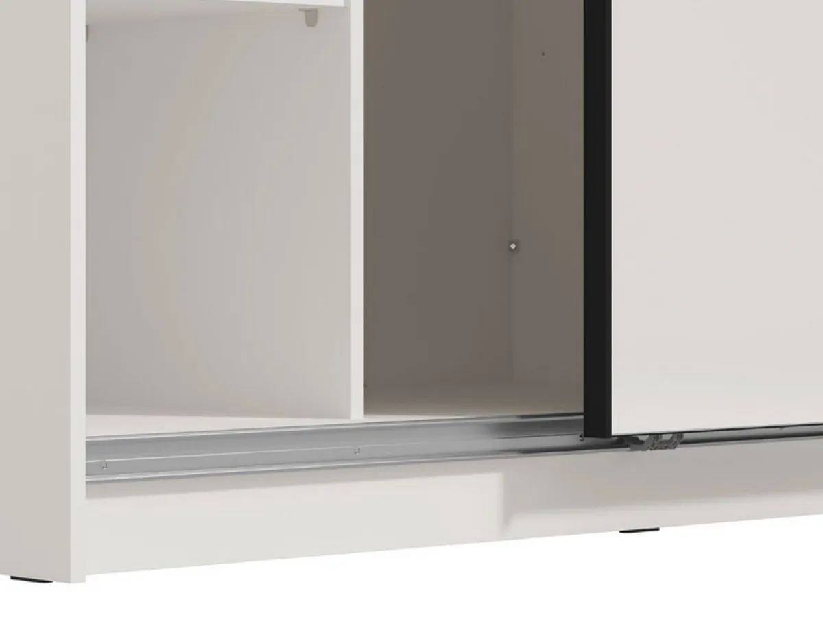 Altri Guardaroba > Dmora Guardaroba Grande Bianco Trasparente Appendiabiti 8 Ripiani 217x210h cm, 2 Ante - Ponso Trasparente, Bianco