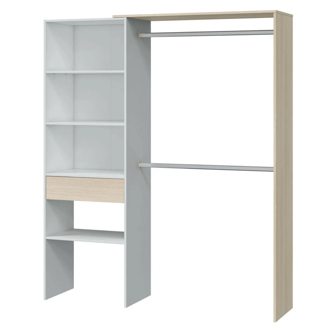Guardaroba grande classico bianco e rovere 158x187h cm - Amico