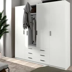 Altri Guardaroba|Camera Da Letto > Dmora Guardaroba grande con appendiabiti bianco e grigio 160x205h cm - Arim Grigio, Bianco