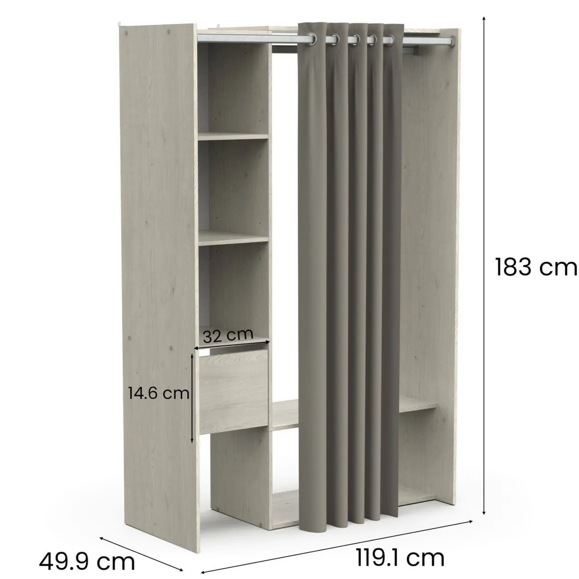 Guardaroba grande con appendiabiti rovere 119x183h cm - Elettori