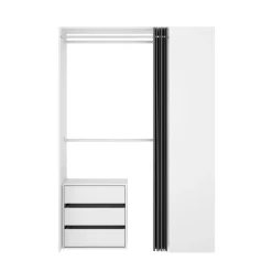 Altri Guardaroba|Camera Da Letto > Dmora Guardaroba grande con cassetti bianco e antracite 140x205h cm - Annuck Nero, Bianco Antracite