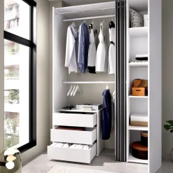 Altri Guardaroba|Camera Da Letto > Dmora Guardaroba grande con cassetti bianco e antracite 140x205h cm - Annuck Nero, Bianco Antracite