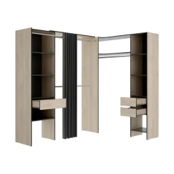 Cabine Armadio|Altri Guardaroba > Dmora Guardaroba grande con ripiani regolabili antracite e rovere 214x205h cm - Pali Marrone Rovere, Nero Antracite