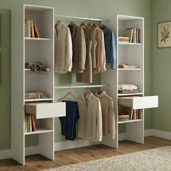 Altri Guardaroba|Camera Da Letto > Dmora Guardaroba grande con ripiani regolabili 200x215h cm - Persefone Bianco
