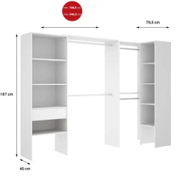 Guardaroba grande con ripiani regolabili bianco 248x187h cm - Florita