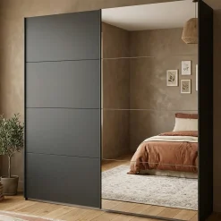 Guardaroba grande con specchio nero 242x220h cm - Catalina