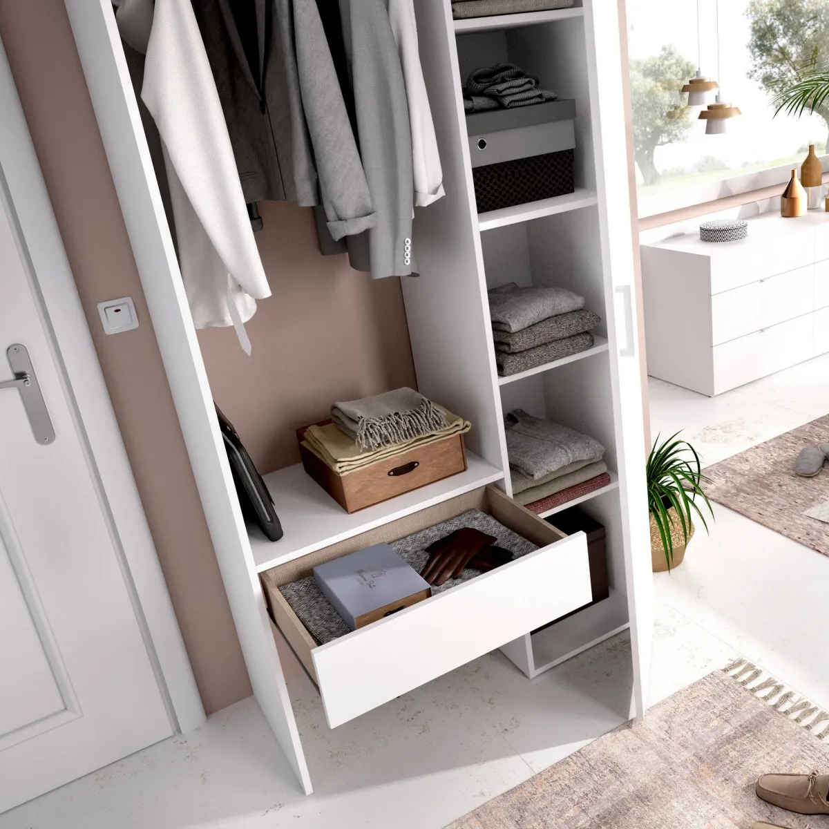 Camera Da Letto > Dmora Guardaroba grande in legno 98x187h cm - Actor Bianco