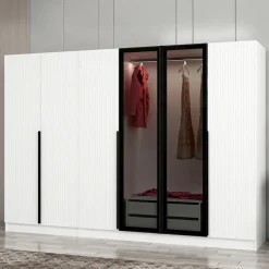 Altri Guardaroba > Dmora Guardaroba Grande in Legno Nobilitato Nero, Bianco Fume