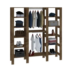 Altri Guardaroba > Dmora Guardaroba Grande 10 Ripiani Appendiabiti 161x180h cm, 12 Vani - Nerviano Marrone Noce