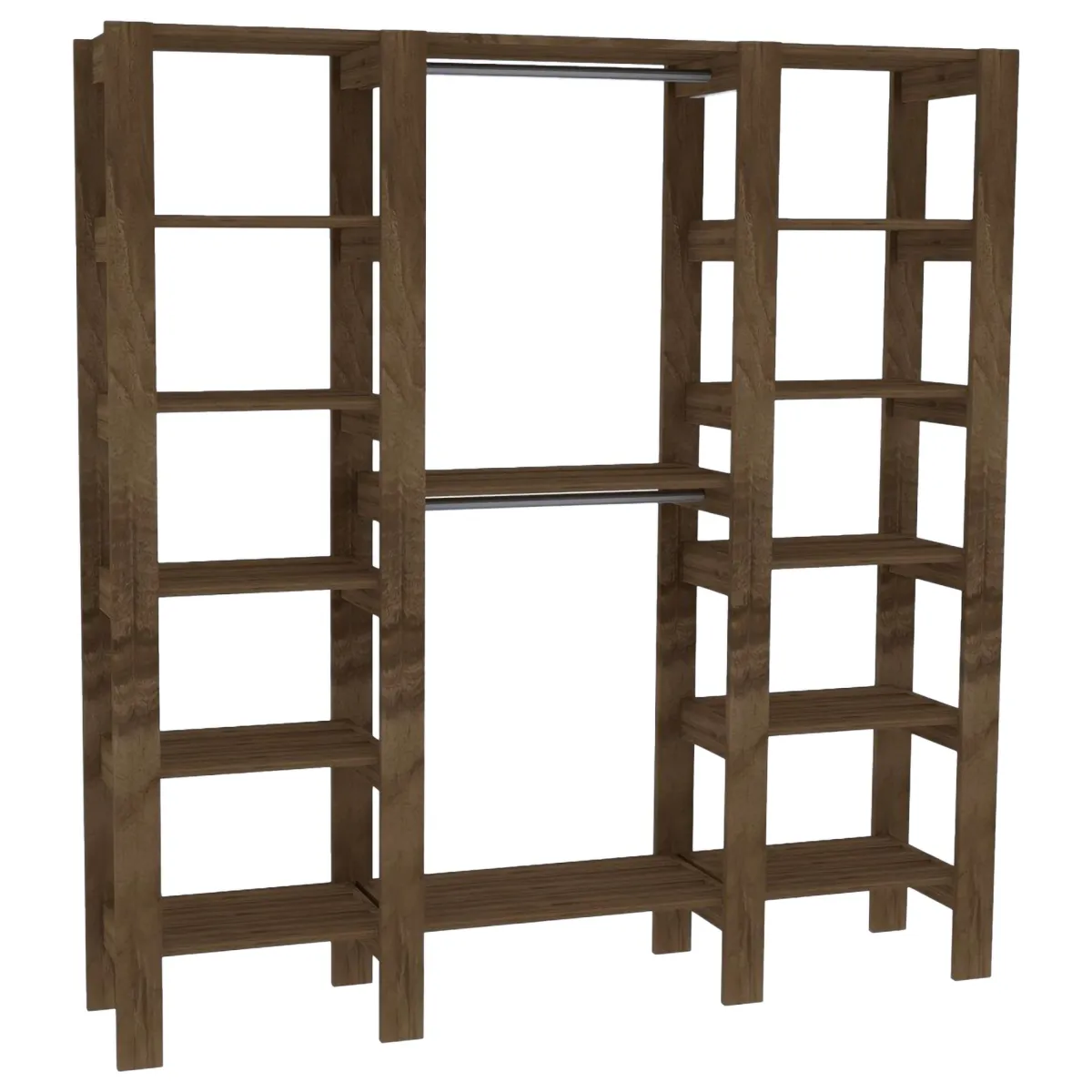 Altri Guardaroba > Dmora Guardaroba Grande 10 Ripiani Appendiabiti 161x180h cm, 12 Vani - Nerviano Marrone Noce