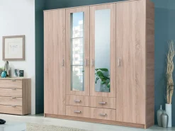 Altri Guardaroba > Dmora Guardaroba Grande Appendiabiti 9 Ripiani 140x182h cm, 2 Cassetti - Paterno Marrone Noce