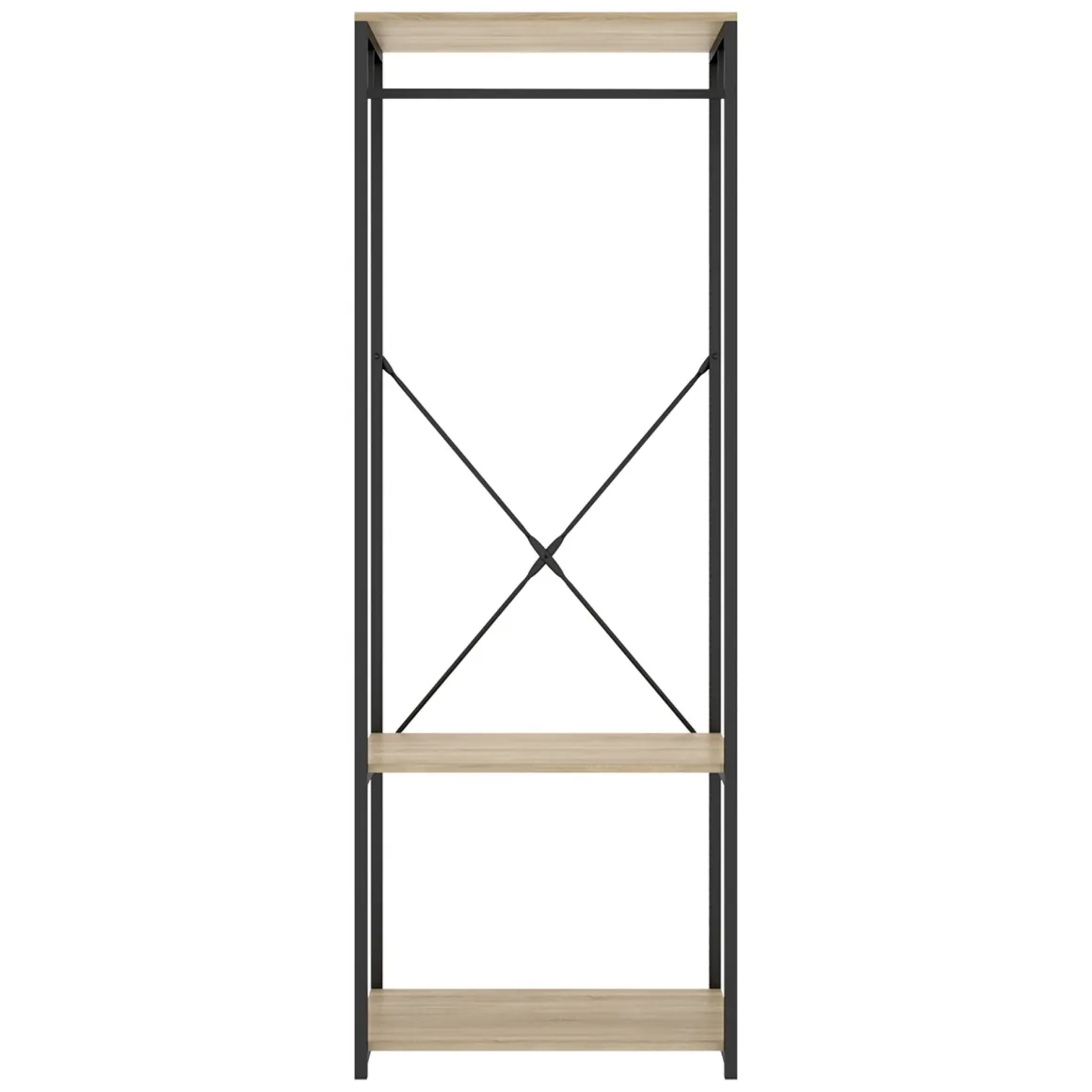 Cabine Armadio|Altri Guardaroba > Dmora Guardaroba Grande Marrone Rovere Nero 2 Ripiani Appendiabiti 40x167h cm, Cassetti - Cortez Nero, Marrone Rovere