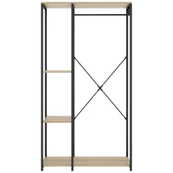 Cabine Armadio|Altri Guardaroba > Dmora Guardaroba Grande Marrone Rovere Nero 3 Ripiani Appendiabiti 40x167h cm, Cassetti - Cotton Nero, Marrone Rovere