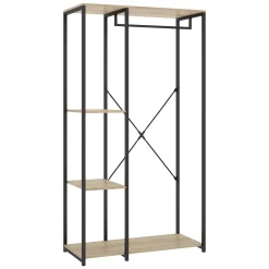 Cabine Armadio|Altri Guardaroba > Dmora Guardaroba Grande Marrone Rovere Nero 3 Ripiani Appendiabiti 40x167h cm, Cassetti - Cotton Nero, Marrone Rovere