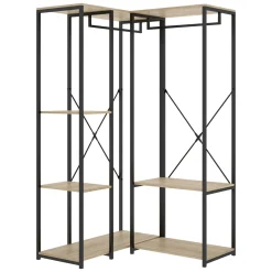 Guardaroba Grande Marrone Rovere Nero 4 Ripiani Appendiabiti 100x167h cm, Cassetti - Gallup