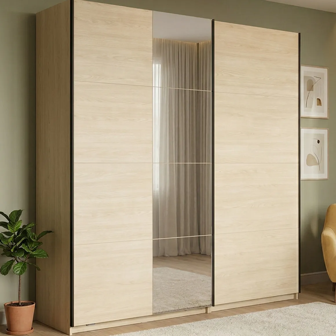 Altri Guardaroba > Dmora Guardaroba Grande Marrone Rovere Nero Fume Appendiabiti 10 Ripiani 270x210h cm, 6 Ante - Roviano Nero Fume, Marrone Rovere