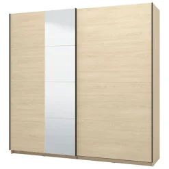 Guardaroba Grande Marrone Rovere Nero Appendiabiti 2 Ripiani 220x217.5h cm, 4 Vani - Palestro