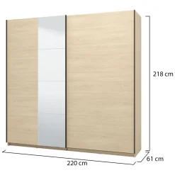 Altri Guardaroba > Dmora Guardaroba Grande Marrone Rovere Nero Fume Appendiabiti 10 Ripiani 270x210h cm, 6 Ante - Roviano Nero Fume, Marrone Rovere