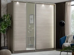 Altri Guardaroba > Dmora Guardaroba Grande Marrone Rovere Nero Fume Appendiabiti 10 Ripiani 270x210h cm, 6 Ante - Roviano Nero Fume, Marrone Rovere