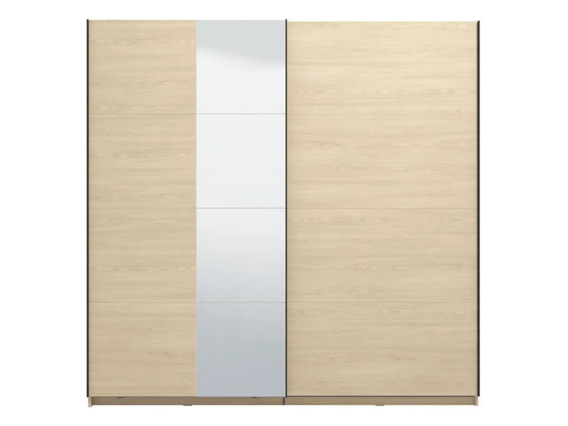 Guardaroba Grande Marrone Rovere Nero Appendiabiti 2 Ripiani 220x217.5h cm, 4 Vani - Palestro