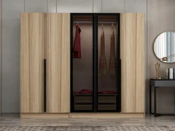 Altri Guardaroba > Dmora Guardaroba Grande 2 Ripiani Appendiabiti 245x217.5h cm, 2 Ante - Resiutta Marrone Rovere Nodi