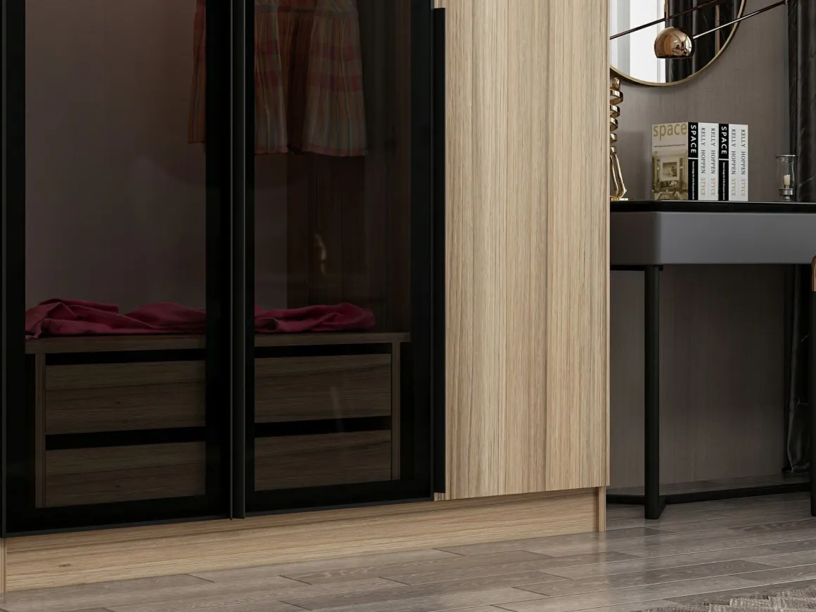 Altri Guardaroba > Dmora Guardaroba Grande 2 Ripiani Appendiabiti 245x217.5h cm, 2 Ante - Resiutta Marrone Rovere Nodi
