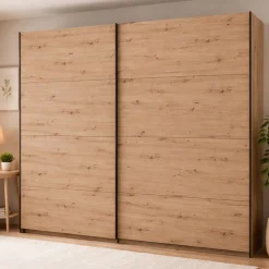 Guardaroba Grande Marrone Rovere Nodi 2 Ripiani Appendiabiti 245x217.5h cm, 2 Ante - Salemi