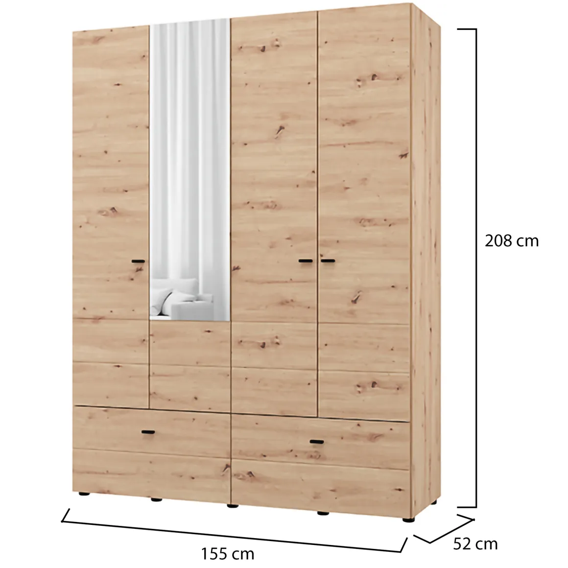 Altri Guardaroba > Dmora Guardaroba Grande Marrone Rovere Nodi Nero 4 Ripiani 3 Cassetti 183x211h cm, Appendiabiti - Rifreddoo Nero, Marrone Rovere Nodi