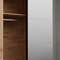 Guardaroba Grande Marrone Rovere Nodi Nero Antracite Appendiabiti 10 Ripiani 232x219h cm, 4 Ante - Hakone